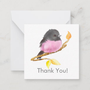 Schattige Roze Robin Bird Dank je briefkaart