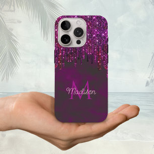 Schattige Roze Rode Eenhoorn faux Glitter Druppels iPhone 16 Pro Hoesje