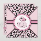 Schattige Roze Rubber Eend Baby shower Kaart (Voorkant / Achterkant)