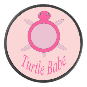 Schattige Roze Schildpad Babe Hockey Puck
