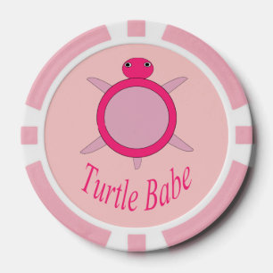 Schattige roze schildpad babe poker chip