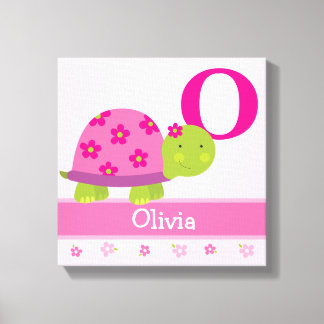 Schattige roze schildpad kinderkamer canvas kunst 