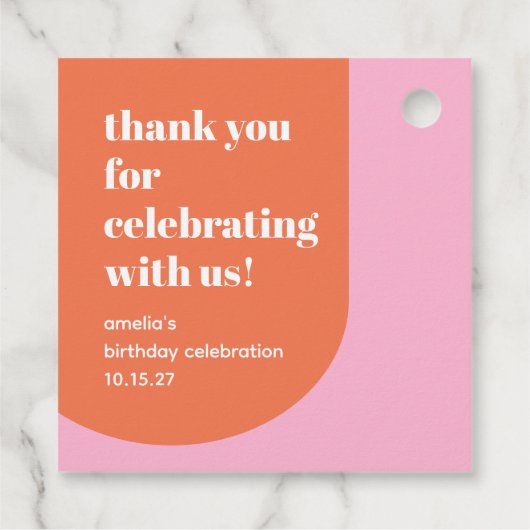 Schattige Roze Sinaasappel 21st Verjaardag Custom  Bedankjes Labels (Achterkant)