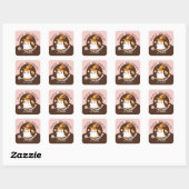 Schattige Roze Sinaasappel Halloween Boo-tiful Boo Vierkante Sticker (Vel)