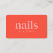 Schattige Roze Sinaasappel Neon Nail technicus Visitekaartje (Voorkant)