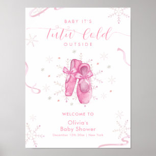 Schattige Roze Sneeuwvlok Ballerina Baby Shower We Poster