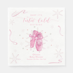 Schattige Roze Sneeuwvlok Ballerina Meisje Baby Sh Servet