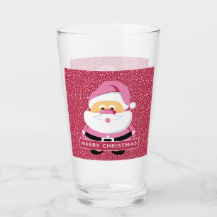 Schattige roze speelse kerstman en sneeuw Kerstmis Glas