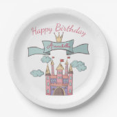 Schattige Roze Sprookje Prinses Kasteel Aangepaste Papieren Bordje (Voorkant)