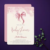 Schattige Roze Strik Coquette Meisje Baby Shower Kaart