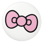 Schattige Roze Strik Fantasievol Keramische Knop (Voorkant)