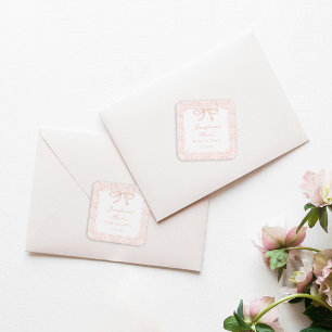 Schattige roze strik lint bohemian baby meisje dou vierkante sticker