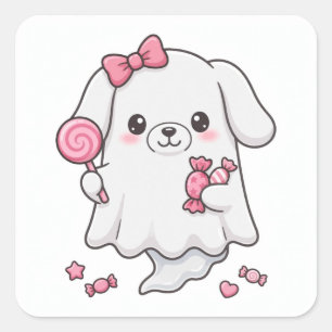 Schattige Roze Strik Snoep Geest Halloween Sticker