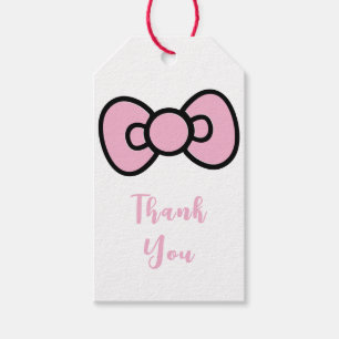 Schattige Roze Strik Whimsisch Cadeaulabel