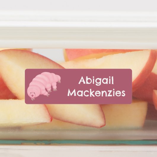 Schattige roze Tardigrade Water beer gepersonalise Labels (Aangebracht)