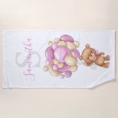 Schattige Roze Teddy Bear Strandlaken (Voorkant)