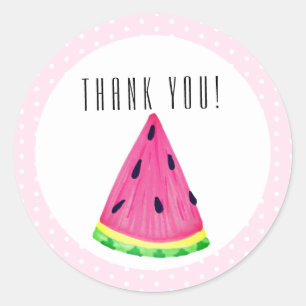 Schattige Roze Tropische Watermeloen Bedankt Ronde Sticker
