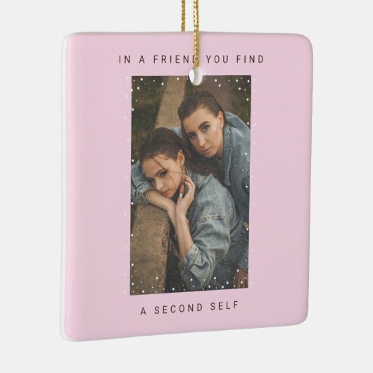 Schattige roze twee foto sneeuwval beste vrienden keramisch ornament (Rechts)