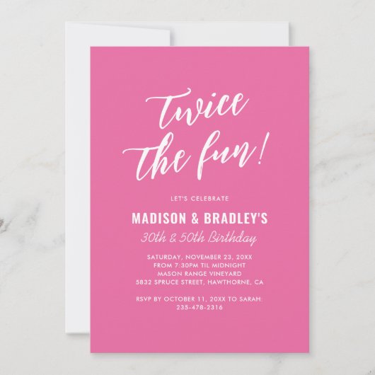 Schattige roze tweemaal het leuke gezamenlijke ver kaart (Voorkant)