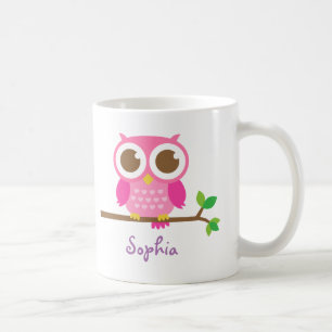 Schattige Roze Uil Voor Meisjes Koffiemok