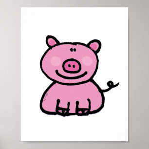 Schattige Roze Varken Cartoon Poster