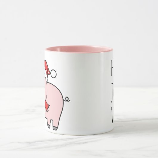 Schattige Roze Varken Holly Jolly Vibes Minimalist Mok (Midden)