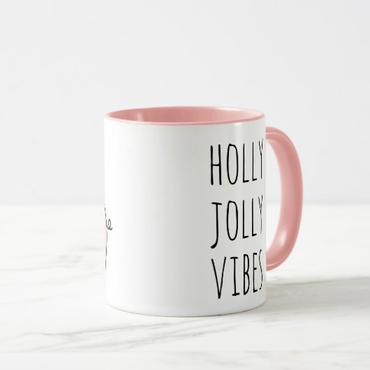 Schattige Roze Varken Holly Jolly Vibes Minimalist Mok (Voorkant rechts)