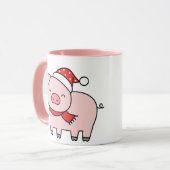 Schattige Roze Varken Holly Jolly Vibes Minimalist Mok (Voorkant links)