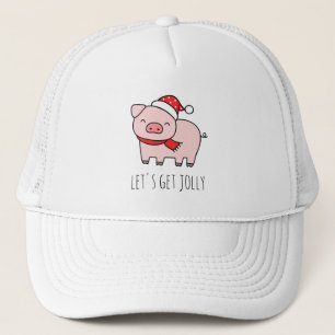 Schattige Roze Varken Laat Jolly Minimalistische K Trucker Pet