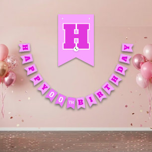 Schattige ROZE Verjaardag Vlaggetjes
