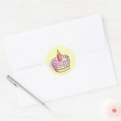 Schattige Roze Verjaardagstaart Tekening Ronde Sti Sticker (Envelop)