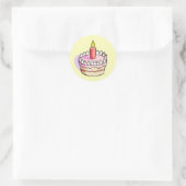 Schattige Roze Verjaardagstaart Tekening Ronde Sti Sticker (Tas)
