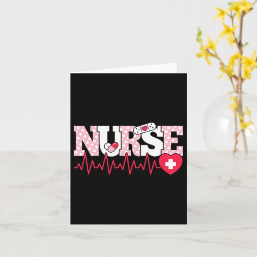 Schattige Roze Verpleegster Hartslag Verpleging Kaart (Gele Bloem)