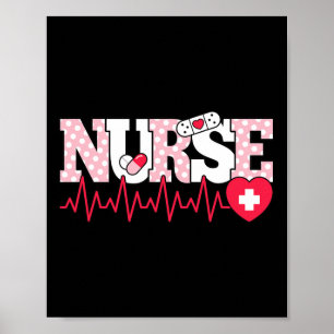 Schattige Roze Verpleegster Hartslag Verpleging Poster