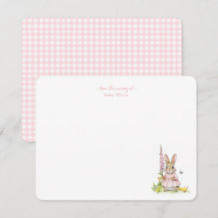 Schattige roze vintage konijn Bedankt kaart voor b