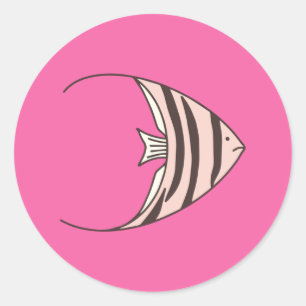 Schattige roze vis ronde sticker