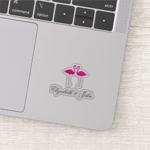 Schattige roze vlamingen in liefde - op maat gemaa sticker