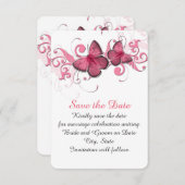 Schattige Roze Vlinder Swirls Bewaar de datum Save The Date (Voorkant / Achterkant)
