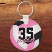 schattige roze volleybalsleutelhanger op maat sleutelhanger (Voorkant)