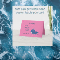 schattige roze walvis snel grap kaart