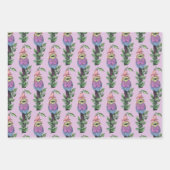 Schattige Roze Waterverf Afrikaans Vogelpatroon Inpakpapier Vel (Voorkant 2)