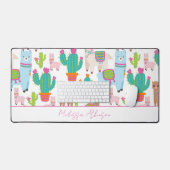 Schattige Roze Waterverf Llama Bureaumat (Keyboard & Muis)