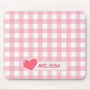Schattige Roze & Wit Checkerboard Custom Muismat