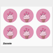 Schattige Roze & Wit Hart Cupcake Stickers (Vel)