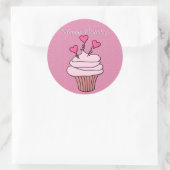 Schattige Roze & Wit Hart Cupcake Stickers (Tas)