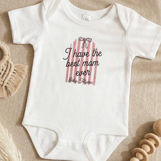 Schattige Roze & Witte Boog Beste Moeder Ooit Baby Romper