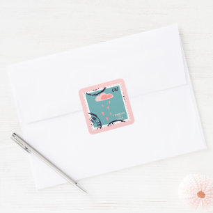 Schattige Roze Wolk Raining Hearts Postzegel Vierkante Sticker