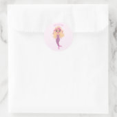 Schattige roze zeemeermin ronde sticker (Tas)