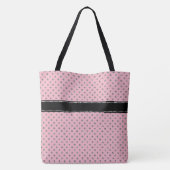 Schattige Roze Zilveren Glitter Polka Dot Monogram Draagtas (Achterkant)