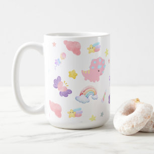 Schattige roze zoet dinosaurus regenboog pastel Pa Koffiemok